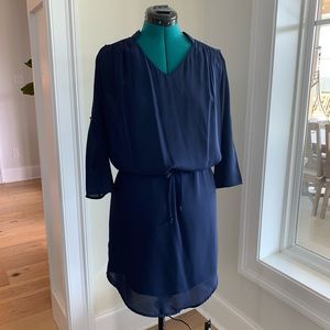 Navy Tie-Waist Dress